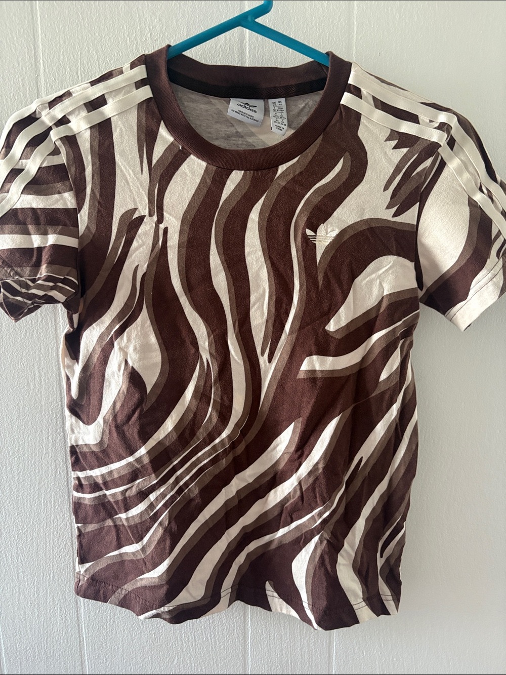 adidas Cream and Brown Zebra-Print Tee